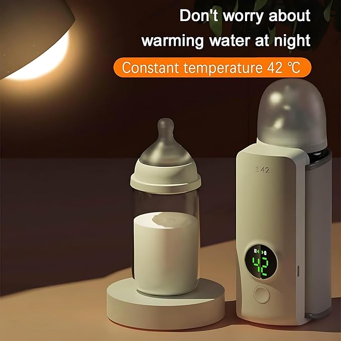 Portable Bottle Warmer for Milk, Electric Bottle Warmer for Breastmilk, 6000mAh Travel Bottle Warmer, Cordless Portable Bottle Warmer for Travel, Bottle Warmer on The Go