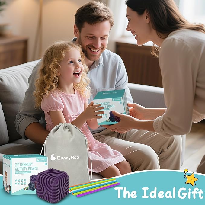 Sensory Toys for Kids with Autism & Autism Sensory Products - Upgraded 3D Silicone Fidget Cube & Activity Board for Kids & Adults, ADHD & Anxiety Relief, FDA Food Grade Quiet Travel Toys with Pouch