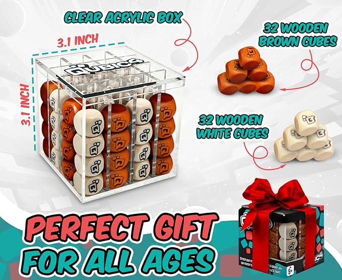 , a Unique 4 in A Row Game, 3D Strategy Board Game for Critical Thinking. The Classic Grid Game in a Sleek Acrylic Cube. Superbly Designed Wooden Cubes. Tactical Game Play for All Ages