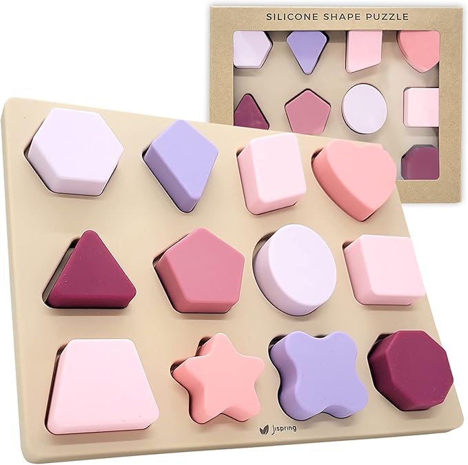 Jispring [100% Silicone] Shape Puzzles for Dementia, Products for Elderly, Cognitive Matching Games, Fidget Sensory Toys for Alzheimers, Dementia Activities for Seniors, Anxiety Relief Tiles