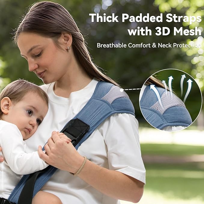 Baby Carrier Newborn to Toddler-Adjustable Baby Sling Carrier,Toddler Carrier for 25-60lbs,Comfortable Baby Sling for Hands-Free Carrying (Blue)