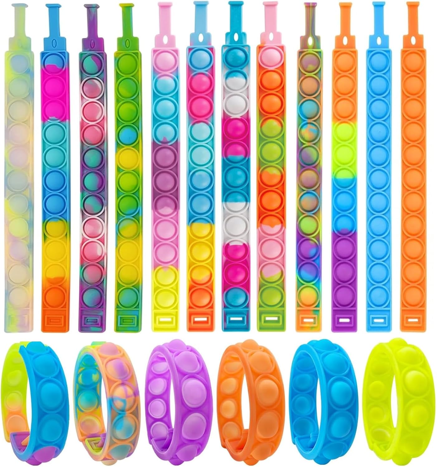 12pcs pop Random Bracelet,Pop Bubble Fidget Sensory Toys, Pop Toy Bulk for Party Favor, Classroom Student Prizes Easter Basket Goodie Bag Stuffers Christmas Valentine Gift for Kid