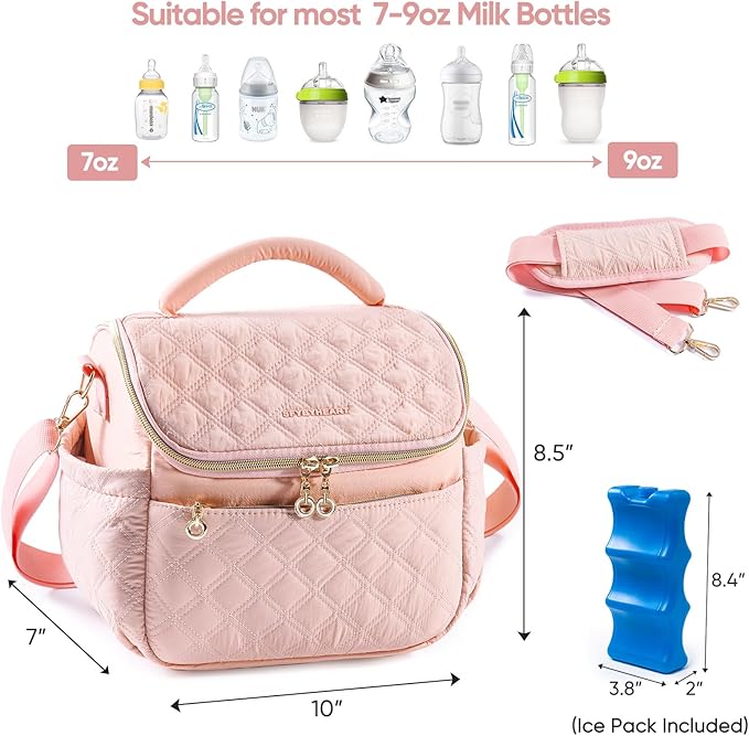 SFYBYHEART Breastmilk Cooler Travel Bag with Ice Pack for 6 Baby Bottles Up to 9 Ounce - Insulated Bottle bag for Daycare - Breastmilk Storage Bag - Baby Bottle Cooler Bag - Bottle Holder