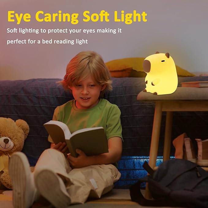 Capybara Night Lamp, Capybara for Loved Ones and Friends, Capybara Light Gift, ABS+SIL, Touch Control, Portable Rechargeable Dimmable, Best Choice for Gift Giving (Capybara)