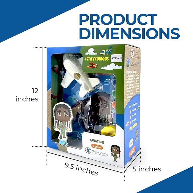 Brown Toy Box Dadisi Academy Skye Aviation STEM Science Kit | STEM Toy & DIY 3 D Airplane, Control Tower & Glider | Hands On Learning Gift for Boys and Girls Ages 4-8, Toys & Games Educational Set