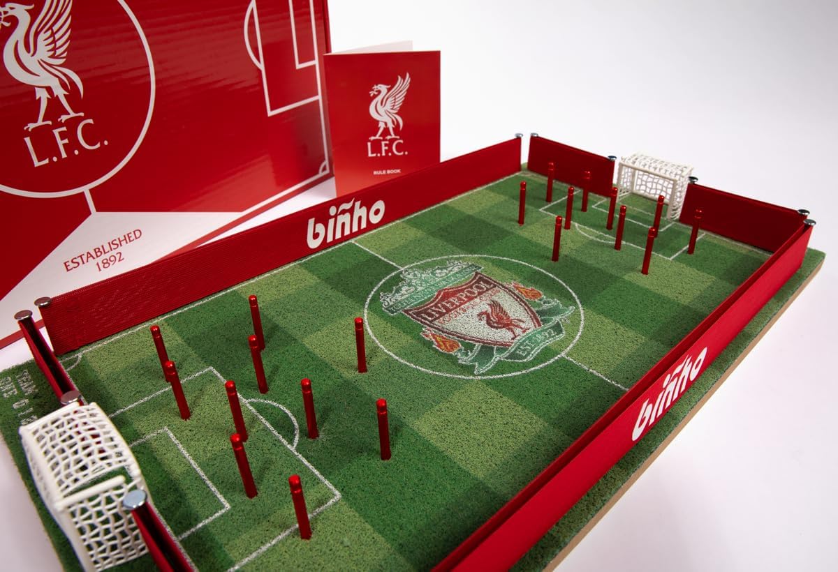 Binho Board Classic Board Game Liverpool Football Club Edition - 2-Player Fast-Paced Finger Flicker Pinball Family Board Game - Portable Tabletop Sports Game Set for Any Occasion