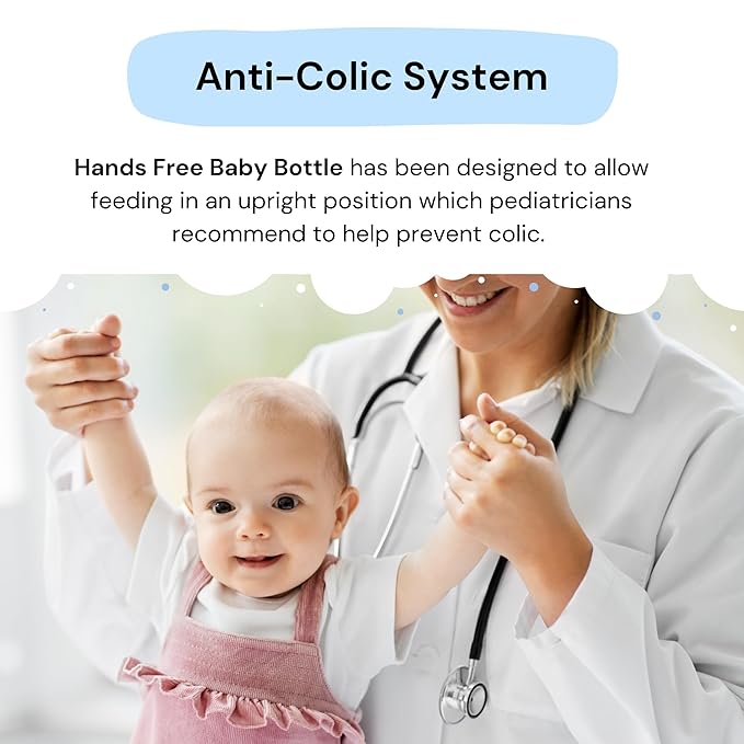 Hands-Free Baby Bottle - Anti-Colic Nursing System 4 oz Baby Bottle with Fast Flow Nipple/Teat 3m+ Infant with Tube Straw Feeding System for Toddler (2 Bottles - Blue)