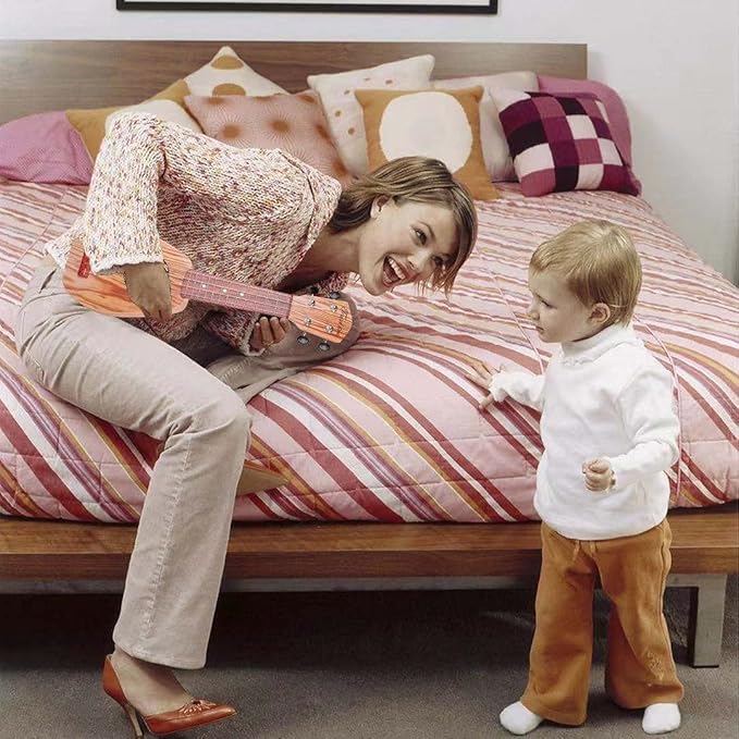 YOLOPLUS+ 17 Inch Kids Ukulele Guitar Toy 4 Strings Mini Children Musical Instruments Educational Learning Toy for Toddler Beginner Keep Tone Anti-Impact Can Play with Picks/Strap/Primary Tutorial