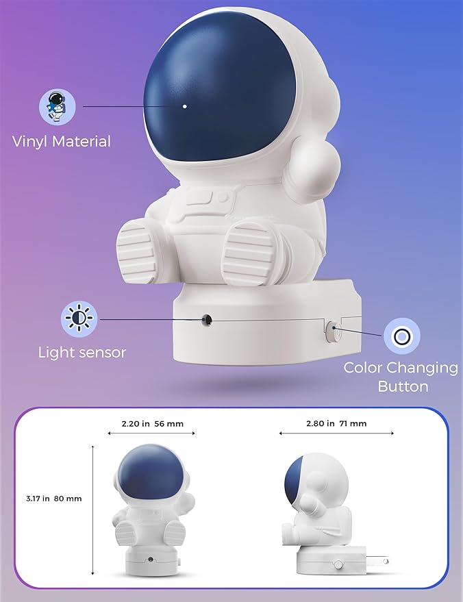 L LOHAS LED Night Light for Kids, 3D Space Night Light Plug in, Dusk to Dawn Nursery Night Lights, RGB+Soft White 3000K, 3 Lighting Modes, Room Decor, Children