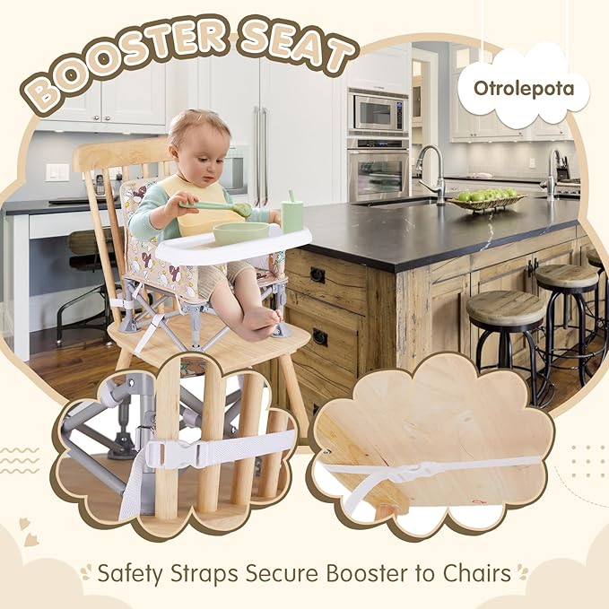 Portable Booster Seat,Toddler Baby Seat with Tray for Dining Table Compact Floor Chair for Camping Lawn Beach Babies Travel 6-36 Months