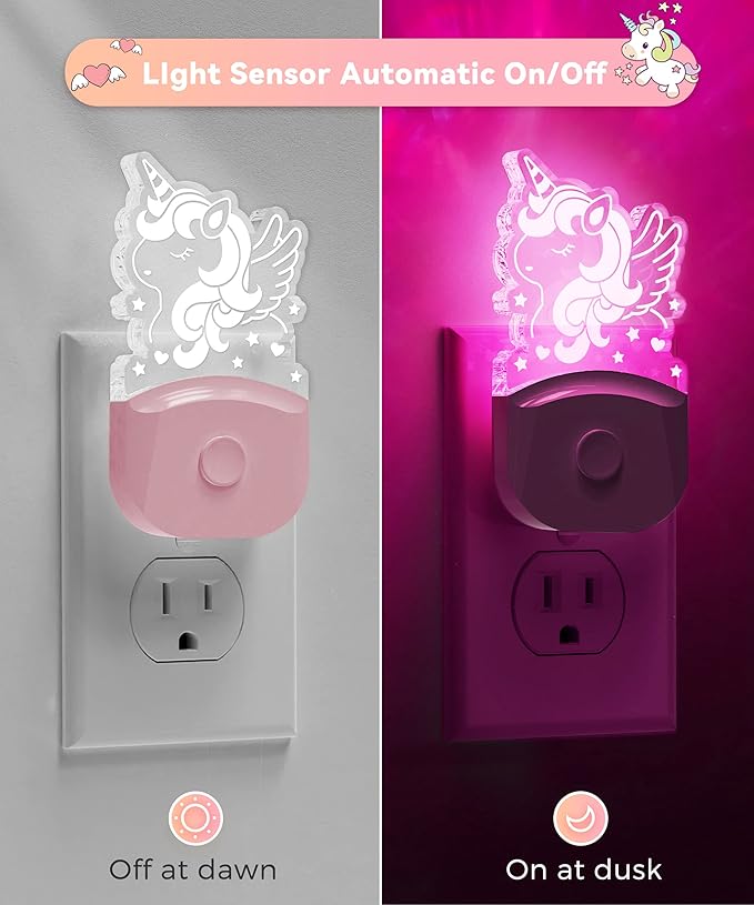 Plug in Night Light - Gift for Girls, LOHAS Cute Night Light with Dusk to Dawn, Color Changing, Birthday Gift Nightlight for Girls, Kids, Room Decor