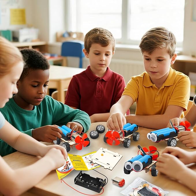 STEM Science Kits for Kids Age 8-12, 6 Set Wind-Powered Cars Science Experiments 6-8 8-10, Wood Building Crafts Kit for Boys Girls, School Classroom STEM Projects Toys Gifts for 6 7 8 9 10 12 Year Old