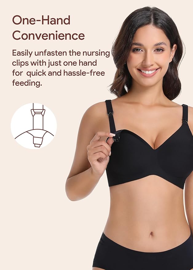 Maternity Nursing Bras Wireless Seamless Ultra-Soft Comfort for Breastfeeding Pregnancy Easy One-Handed Access Sleep Bra