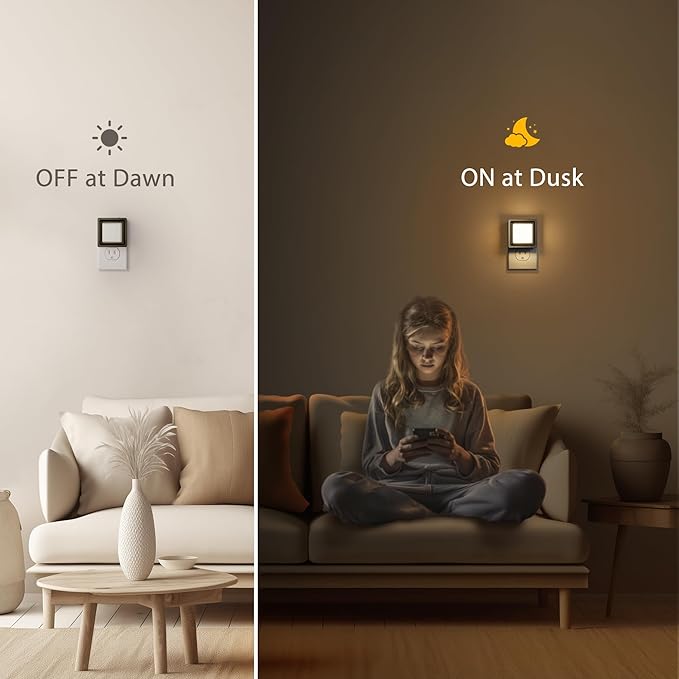 Briignite Night Light, Night Lights Plug into Wall, 2Pack, Dusk to Dawn Sensor Night Light for Kids, Led Nightlight Dimmable Night Lights Soft White 3000K, 1W, Bedroom, Bathroom Stair