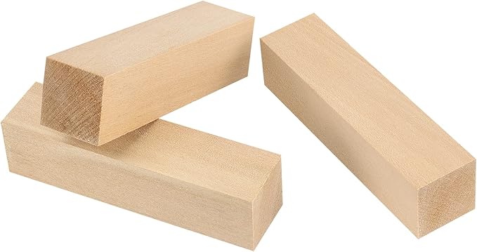 JAPCHET 24 Pieces 4 x 1 x 1 Inch Basswood Carving Blocks, Natural Wood Carving Block, Unfinished Basswood Blocks for Woodcarving, Crafting and Whittling