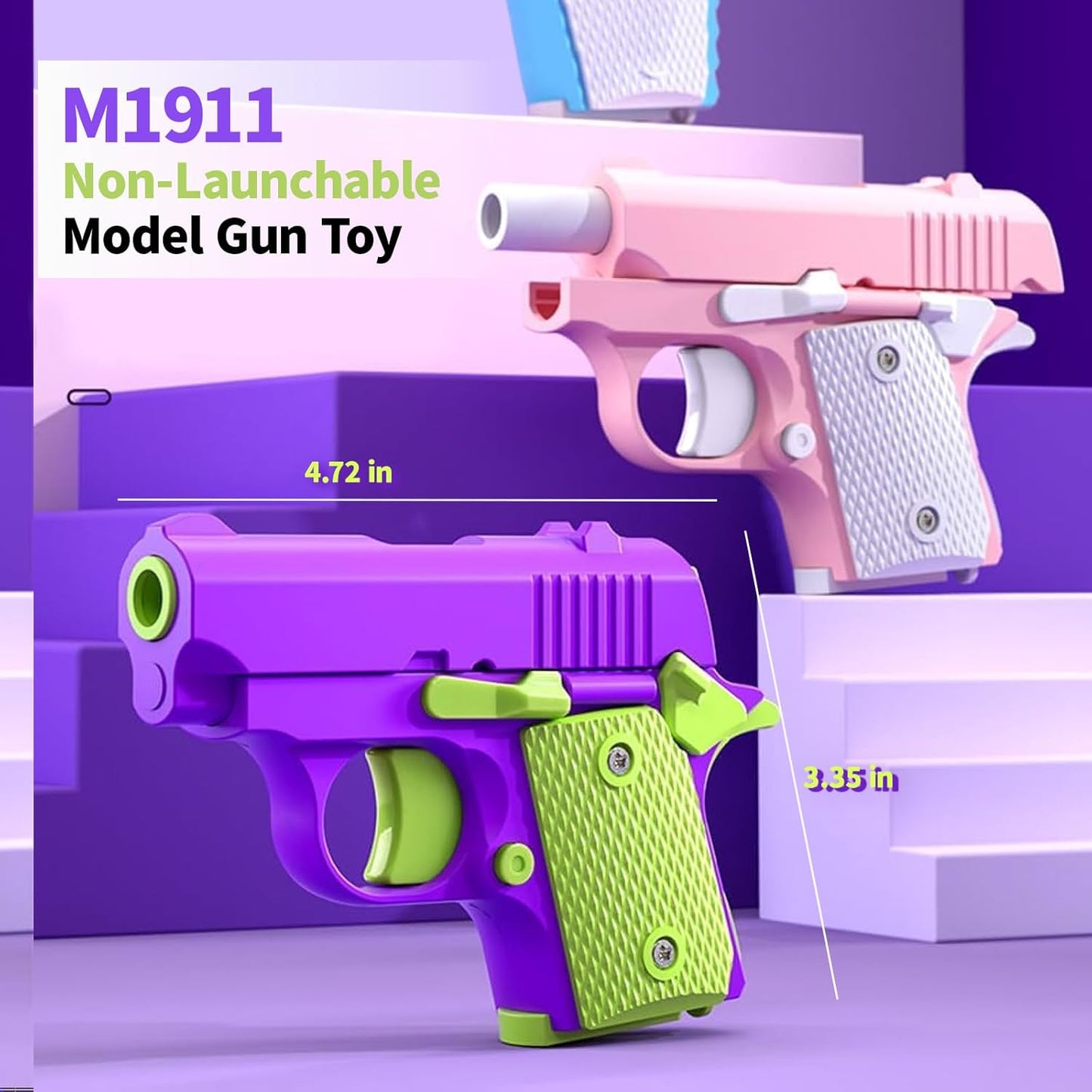 Fidget Toys for Adults, 1911 3D Printed Small Pistol Toys, Stress Relief Pistol Toys Suitable for Relieving ADHD, Anxiety, Suitable Toys for Friends Adults and Kids Best Gift