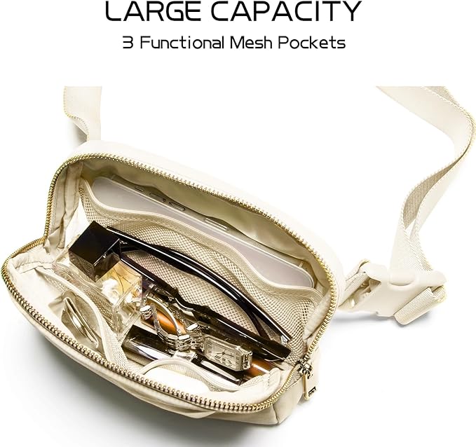 Gitus Gifts for 8 9 10 11 12 Year Old Girls Belt Bag Fanny Pack Crossbody Bags with Initial Letter Patch Cute Stuff Birthday Gifts for Teen Girls Women Personalized Trend Stuff (Ivory-V)