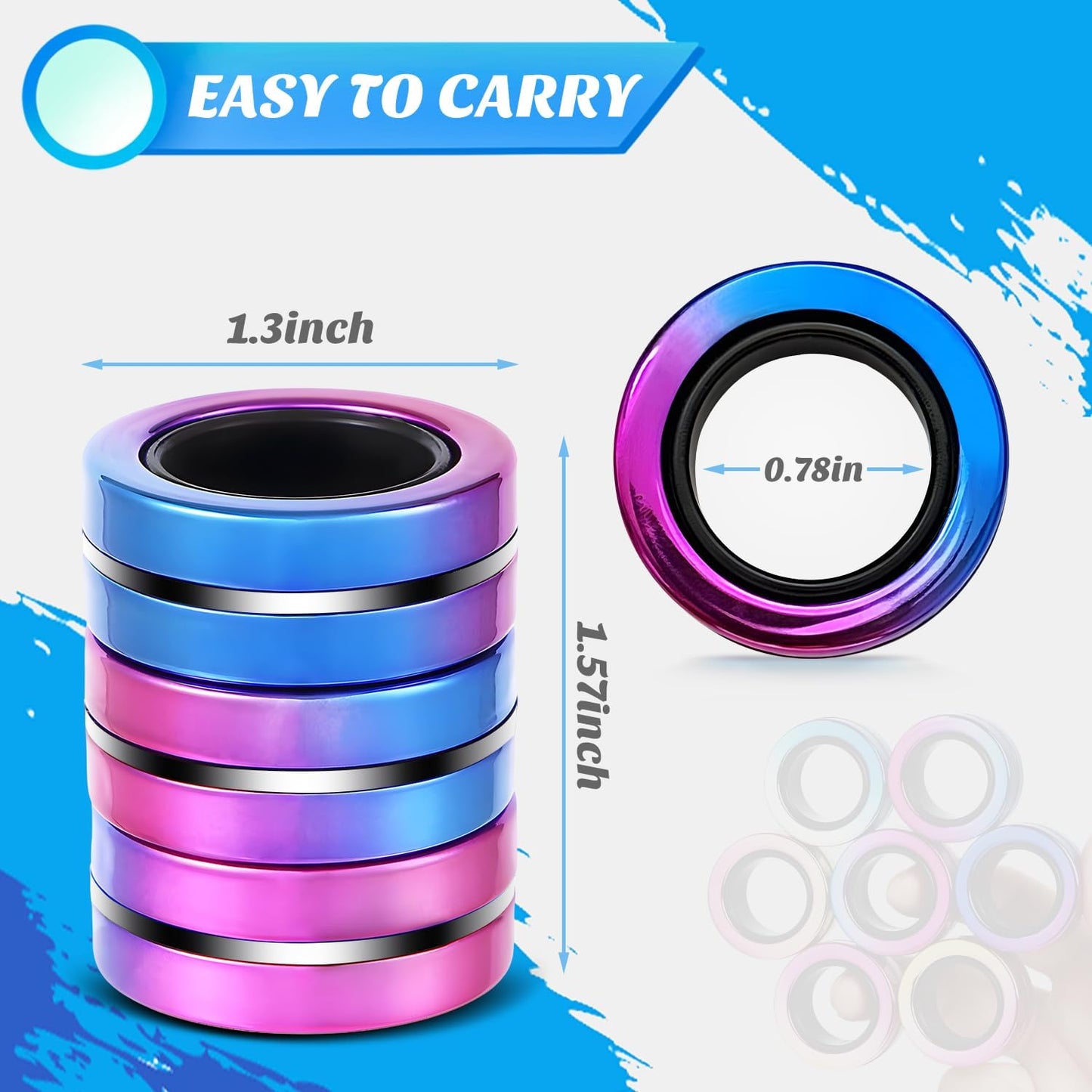9 Pack Magnetic Rings Fidget Toy Set｜Magnetic Fidget Rings for ADHD Stress Relief｜ Colorful Fidget Toy Rings for Training Relieves Autism Anxiety｜Great Gifts for Kids&Teens
