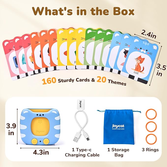 JoyCat Talking Flash Cards for Toddlers 1-5, 314 Words with Durable Thick Cards & Clear Audio, Easy to Slide in and Out, Speech Therapy Toys, Birthday Gifts for Boys Girls