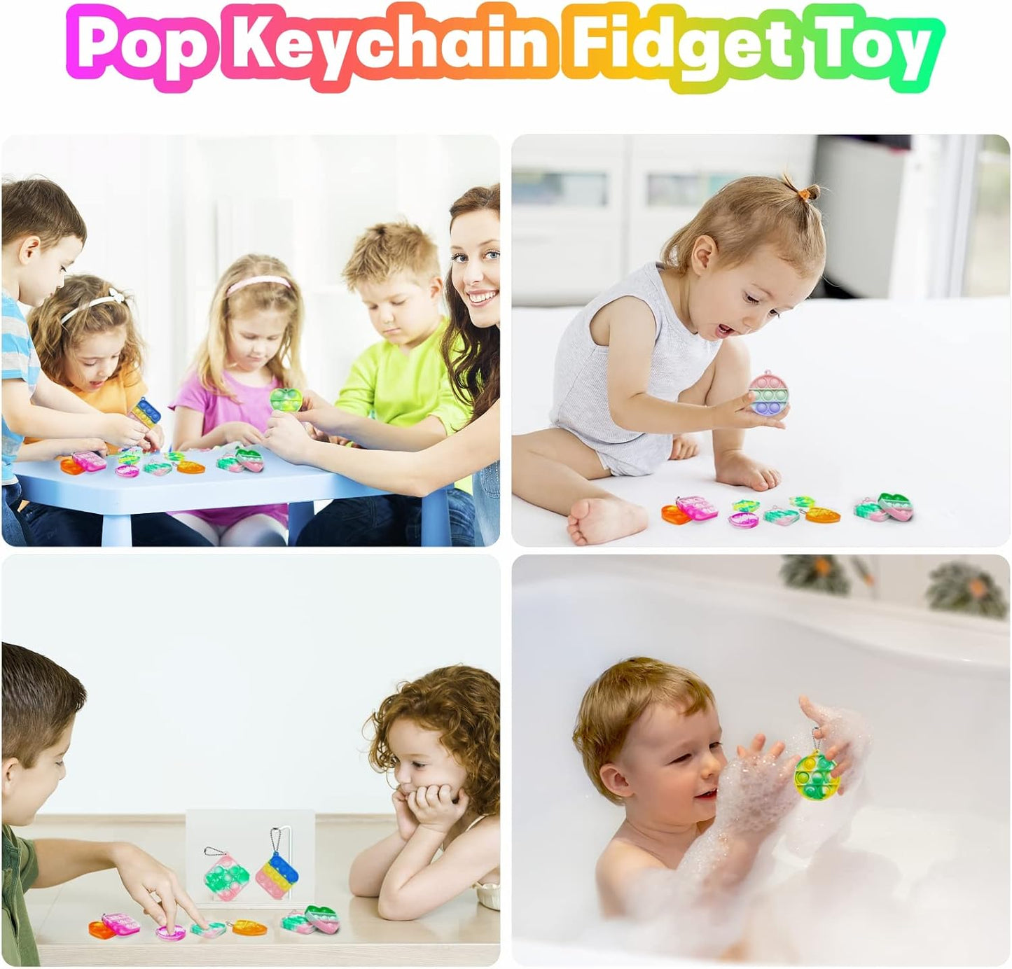 Fidget Toys for Kids Sensory Toys Party Favors 12 Pcs Mini Pop Keychain Its Autism Toddler Toys 3 Shape Stress Relief Kids Toys Fidgets for Boys Girls Pop Stress Toys It Classroom Prizes