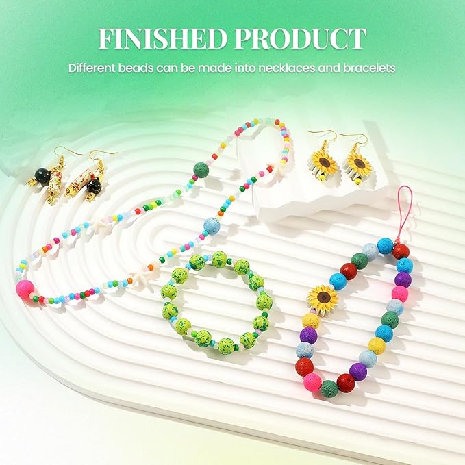 RACIOCK 710Pcs Bracelet Making Kit for Teens Adults with Wooden Beads, Lava Rocks, Letter Beads, Ocean & Alloy Pendants, Boho Style Friendship Bracelets, Necklace, Earring DIY Craft Supplies Making