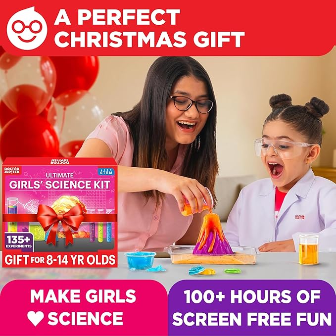 Doctor Jupiter Girls' Science Kit for Kids Ages 8-10-12-14 | Birthday Gift Ideas for 8,9,10+ Year Old Girls | Chemistry Set, STEM Toy Kit with 135+ Experiments | Learning & Educational Projects