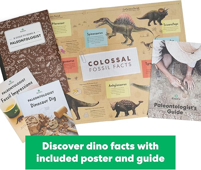 KiwiCo Dinosaur Fossil Dig Kit for Kids Age 6+ | Excavate & Build Skeleton, Make Fossil Impressions | STEM Paleontology Science Kit with Dinosaur Facts Poster
