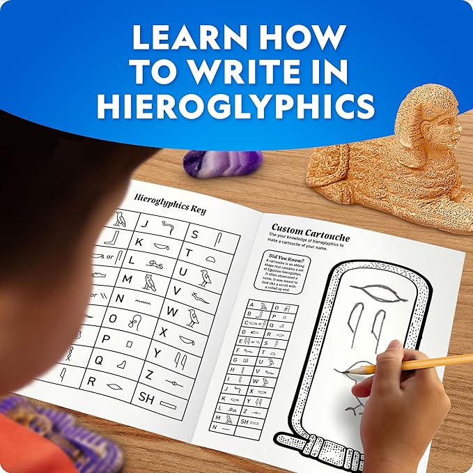 National Geographic Ancient Egypt Dig Kit – Includes Pyramid, Sphinx & Pharaoh-Shaped Dig Bricks with Real Gemstones & Replica Artifacts, Tools & Learning Guide for Kids, Science Kits for Kids