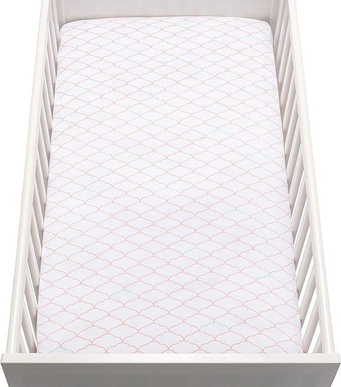 Newton Baby Fitted Single Layer Crib Sheet (2-Pack) - Ultra Breathable and Soft, Organic Cotton, Fits All Standard Cribs, Blush Coral White