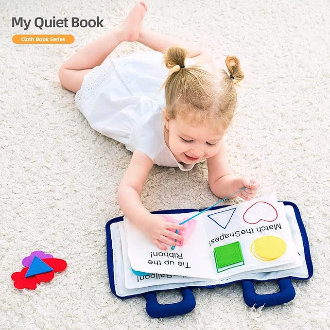 Jollybaby Quiet Book Montessori Toys, Toddlers Travel Toy, Preschool Learning Activities Early Educational Toy, 10 Sensory Activities Busy Book for Boys & Girls with Zipper(Underwater)