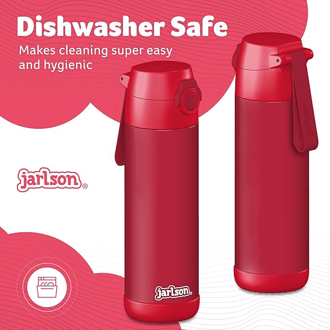 Jarlson® Mali Children's Water Bottle, Thermal Stainless Steel Water Bottle, BPA-Free, Leak-Proof, Children's Bottle with Chug Lid, Bottle for School, Nursery (Red, 18 oz)