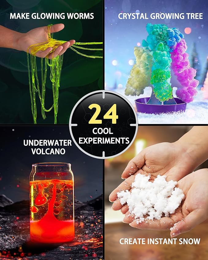 Japace Science Advent Calendar 2025 for Girls Boys, Christmas Gifts for Kids Age 4-6-8-12, Science Kits with 24 Cool Experiments, Christmas Countdown Calendar, STEM Projects for Kids Age 8-12