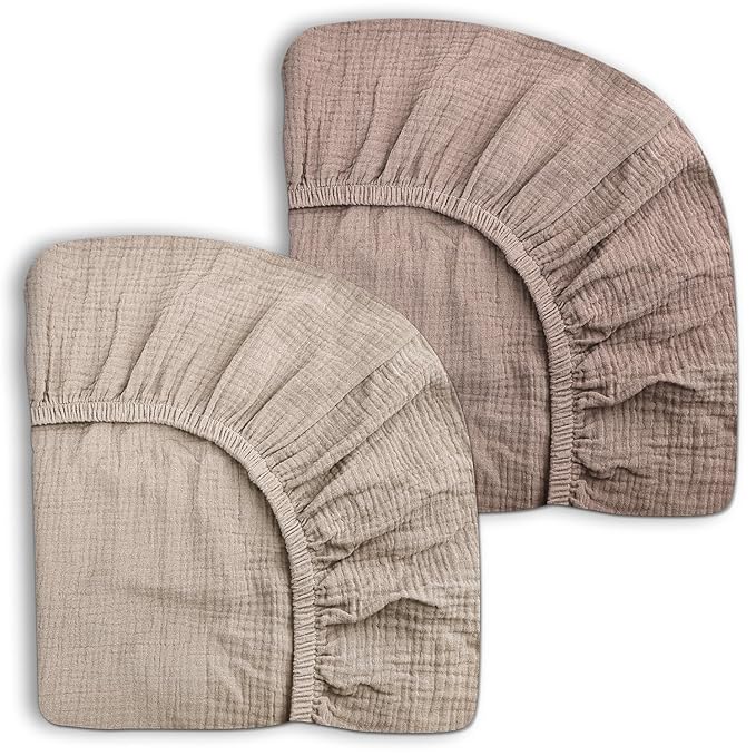 Crib Sheets for Baby Boy Girl 2 Pack, Fitted Crib Mattress Sheet 28" x 52", Muslin Toddler Bedding with Neutral Style, Nursery Bedding Essentials (Beige & Vintage Taupe)