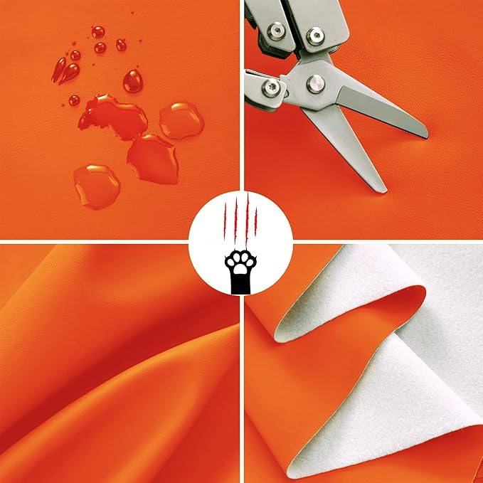 Toddler Booster Seat for Dining Table, 2 Elastic Seat Belts, Anti Scratch PU Skin-Friendly, Waterproof, Anti-Wrinkle, Detachable Non-Slip Bottom - Tangerine