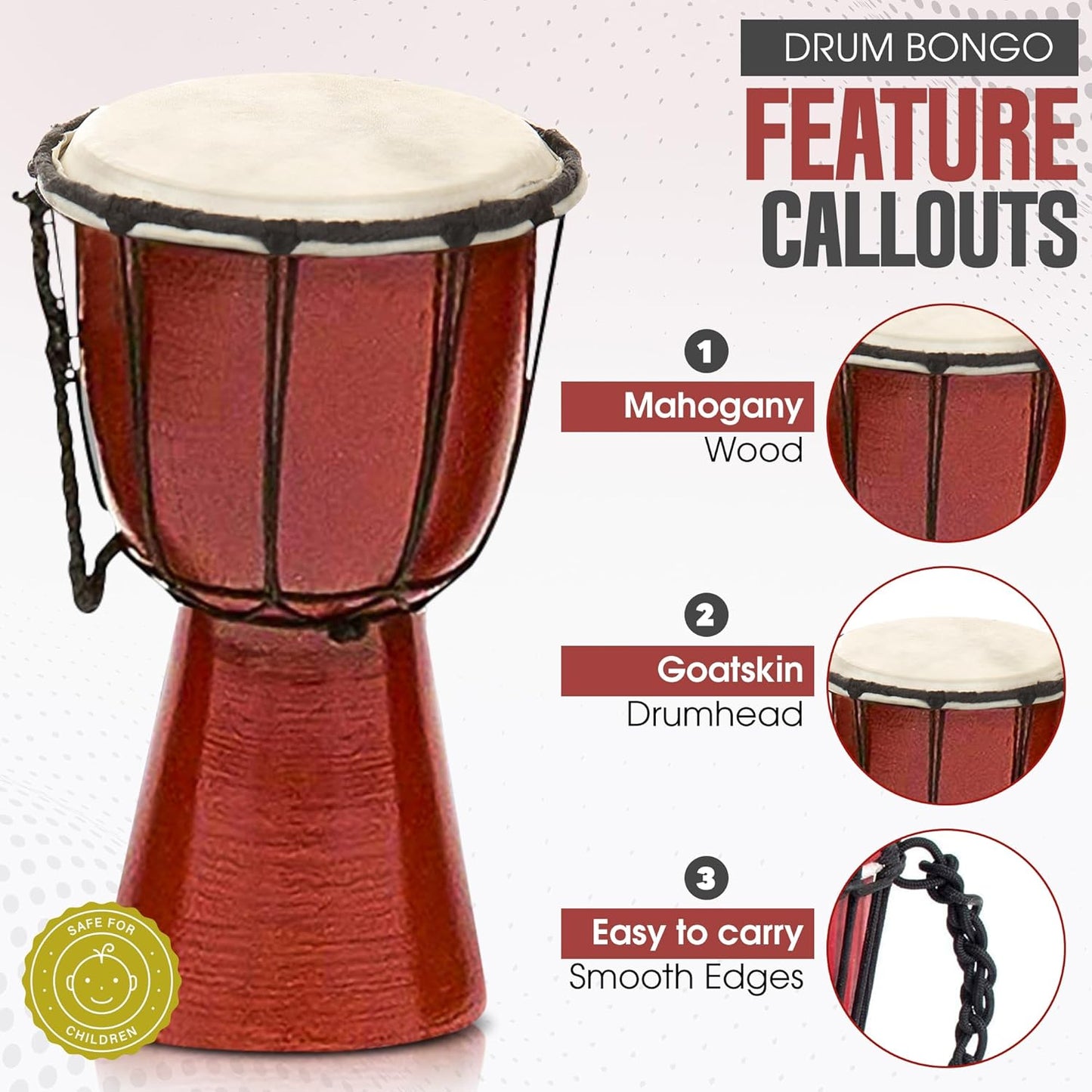 Drums Djembe Drum Djembe jembe is a Rope- goat skin Covered Goblet Drum Played by Hands West Africa style (4x8) Designed in the USA