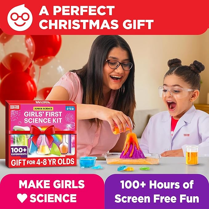 Doctor Jupiter Girls First Science Experiment Kit for Kids Ages 4-5-6-7-8| Birthday Gift Ideas for 4+ Year Old Girls| STEM Learning & Educational Toys