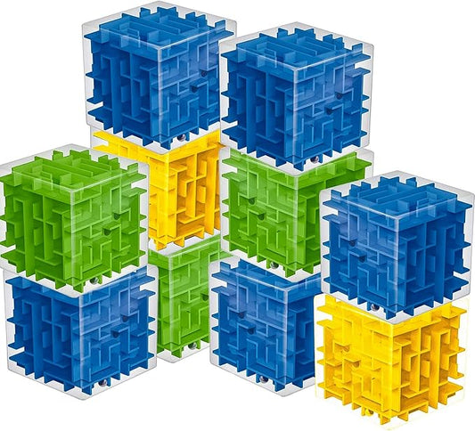 10 Pack Maze Puzzle Cubes, 3D Magic Cube Bulk Brain Teasers for Kids and Adults Educational Puzzle Boxes, Kids Party Favors & Classroom Prizes Puzzles Toys, Color Random(Not Money Maze)