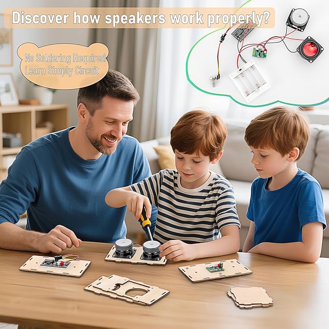 DIY Bluetooth Speaker Kit, STEM Projects for Kids & Adults Age 8-12, Build Portable Speaker with LED Light, Science Experiment Electronics Set, Birthday Gifts for Boys & Girls
