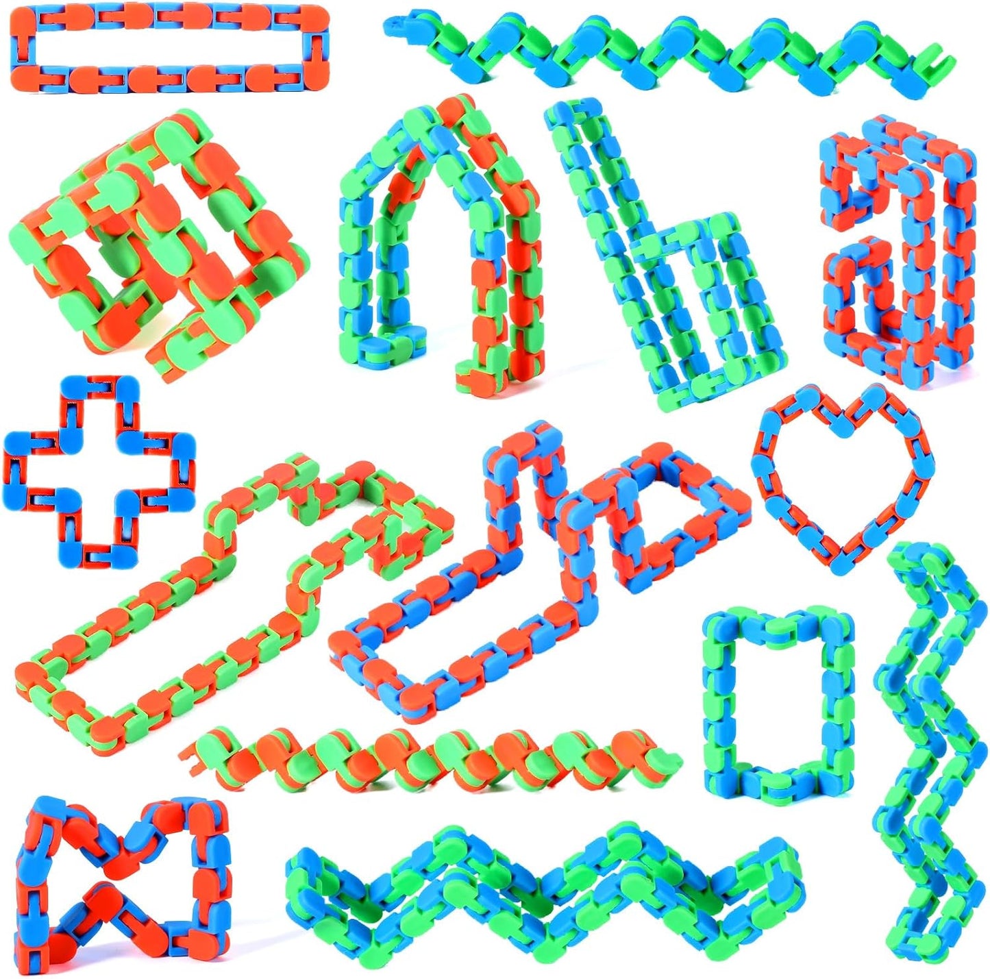 SCIONE 24 Pack Wacky Tracks Fidget Toys Sensory Toys Gifts for Kids Classroom Back to School Gifts Birthday Party Favors Goodie Bags Fillers Snake Click Toys Autism Stress Relief Toys for Kids