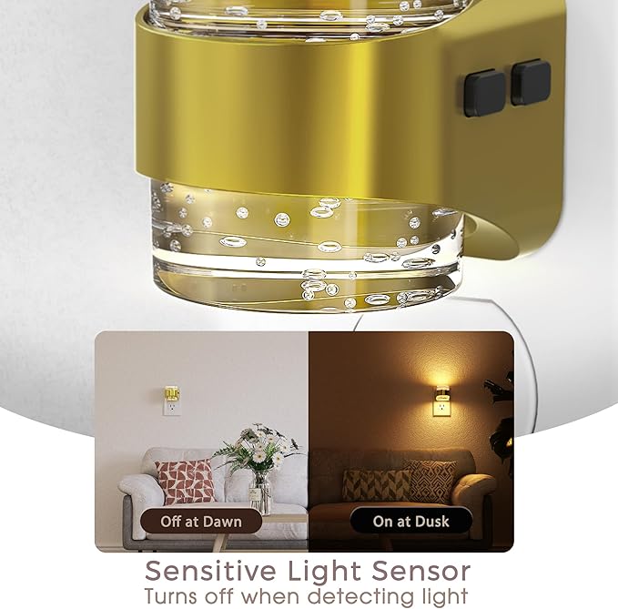 Briignite Night Light 2 Pack, Dimmable Night Lights Plug Into Wall with Bubble Design 3000K/4000K/5000K & 3 Brightness Levels for Baby Nursery Hallway Bathroom Kids Room, 3CCT