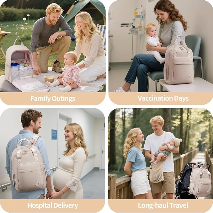 CEI-CEI Diaper Bag Backpack Large Baby Diaper Bag Water-resistant Travel Diaper Backpack for Boys Girls Newborn with Insulated Pockets, Changing Pad, Stroller Straps