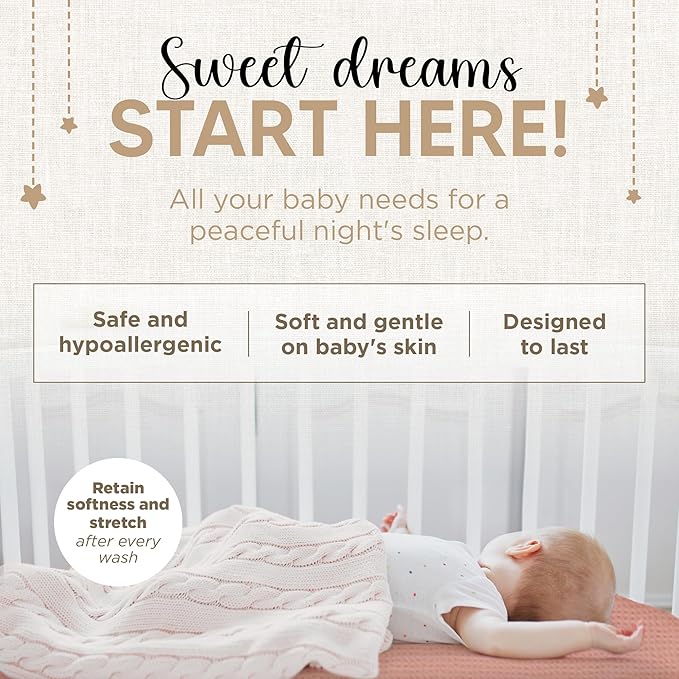 Bassinet Fitted Sheets - Compatible with 4moms MamaRoo Sleep Bassinet | 100% Organic Muslin Cotton - Light Pink + Dark Pink | 30x18 (2 Pack)