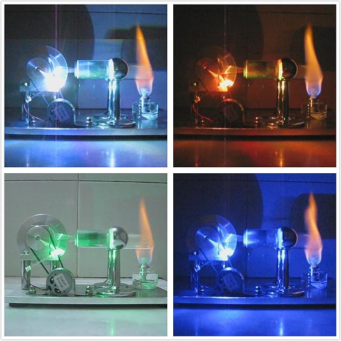 Sunnytech Hot Air Stirling Engine Motor Model Educational Toy Electricity Generator Colorful LED (SC001)