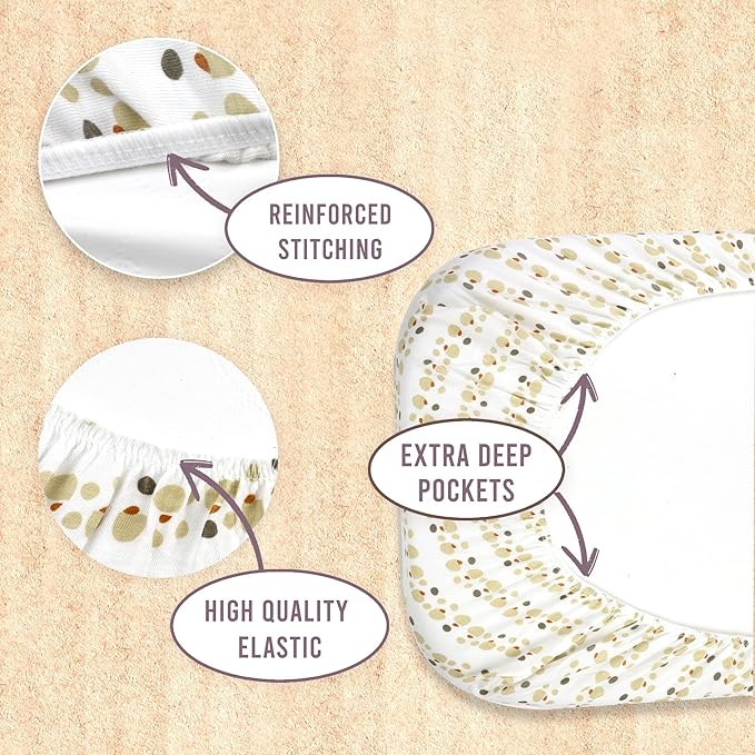 Bassinet Sheets for Baby Girl & Boy – 3-Pack Soft Fitted Bassinet Sheets, Organic Cotton, Breathable & Cozy, Fits 32x16x4 Inch Rectangle, Oval & Hourglass Mattresses, Lion Head