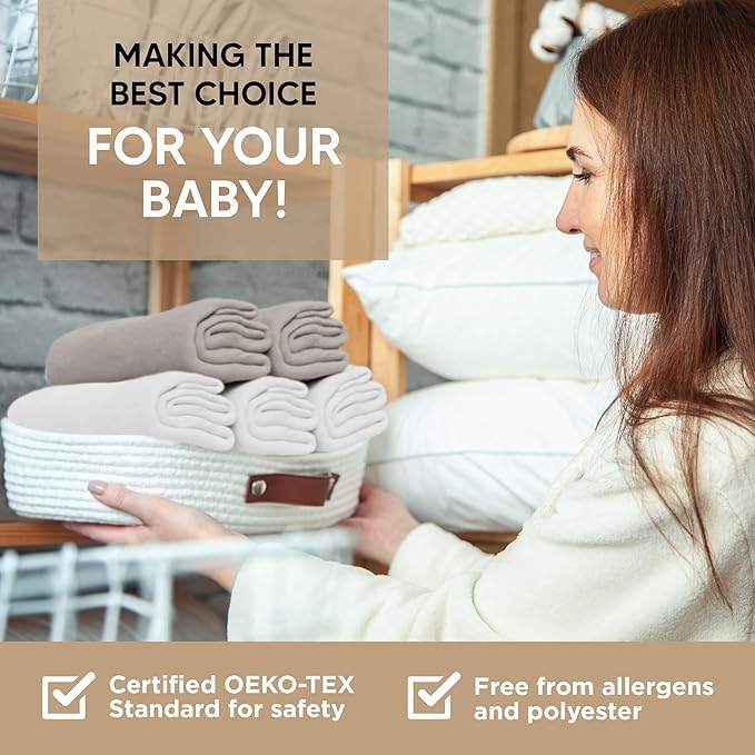 Bassinet Fitted Sheets - Compatible with Graco Travel Lite Crib, Sense2Snooze, My View 4 in 1, Dream Suite and Guava Bassinet | 100% Organic Jersey Cotton - White + Grey | 30x20 (2 Pack)