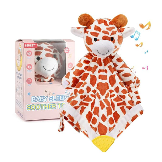BEREST Baby Lovey Sound Sleep Soother, Rechargeable White Noise and Lullaby Heartbeat Infant Sleeping Aid with Cry Sensor at Nap Time Routine, Boys & Girls Gift Portable Plush Toddler Snuggle Toy