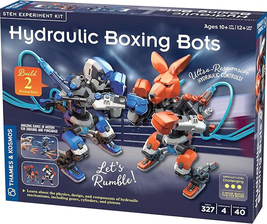 Thames & Kosmos Hydraulic Boxing Bots STEM Experiment Kit | Build Two Hydraulic-Powered Boxing Robots! | Explore Hydraulic, Water-Powered Systems | Challenge a Friend to a Robot Duel!