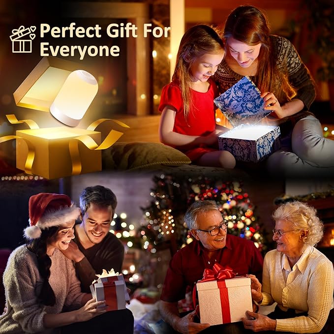 Bedside Touch Night Light, Baby Nursery Nightlight for Kids Adults, Egg Light with Timer, Dimmable Small Cordless Table Lamp for Nightstand/Bedroom/Children's Room, USB Rechargeable, White/Warm/Amber