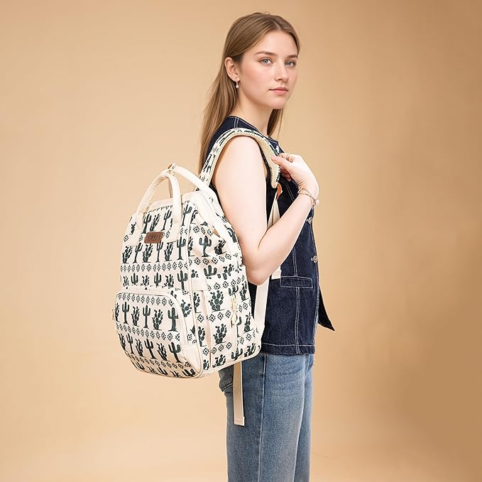 Montana West Wrangler Diaper Bag Backpack Aztec Travel Backpack Purses Western Multi-Function Baby Bags for Mom with Waterproof Insulated Pockets