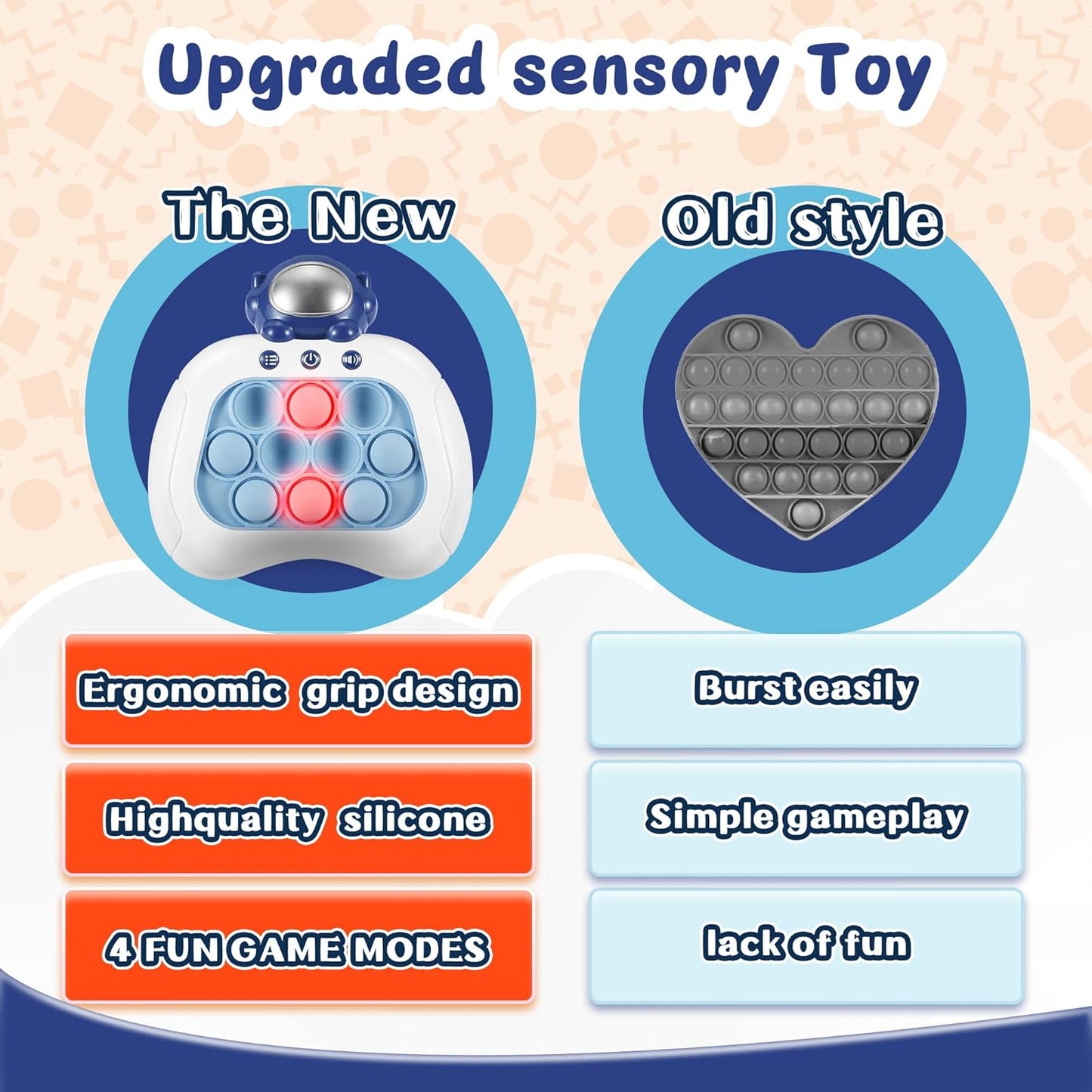 Push Game Console, Handheld Game for Kids 6-8 Years Old, Push Game, Bubble Pressure Glow Game, Autism Sensory Toy, Birthday Gift for Boys, Girls, Teens 8-12 Years Old…